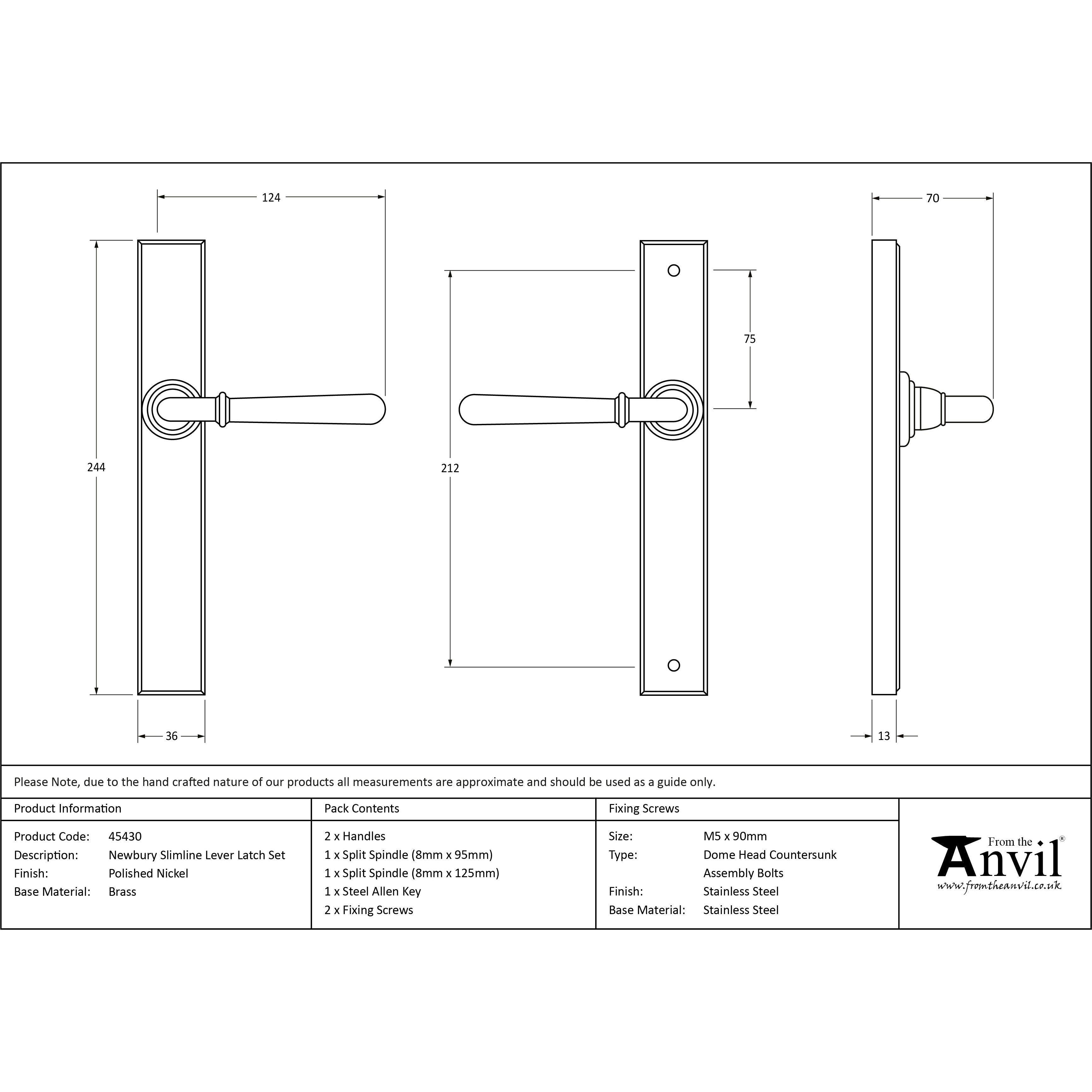 Polished Nickel Newbury Slimline Lever Latch Set | From The Anvil-Espagnolette-Yester Home
