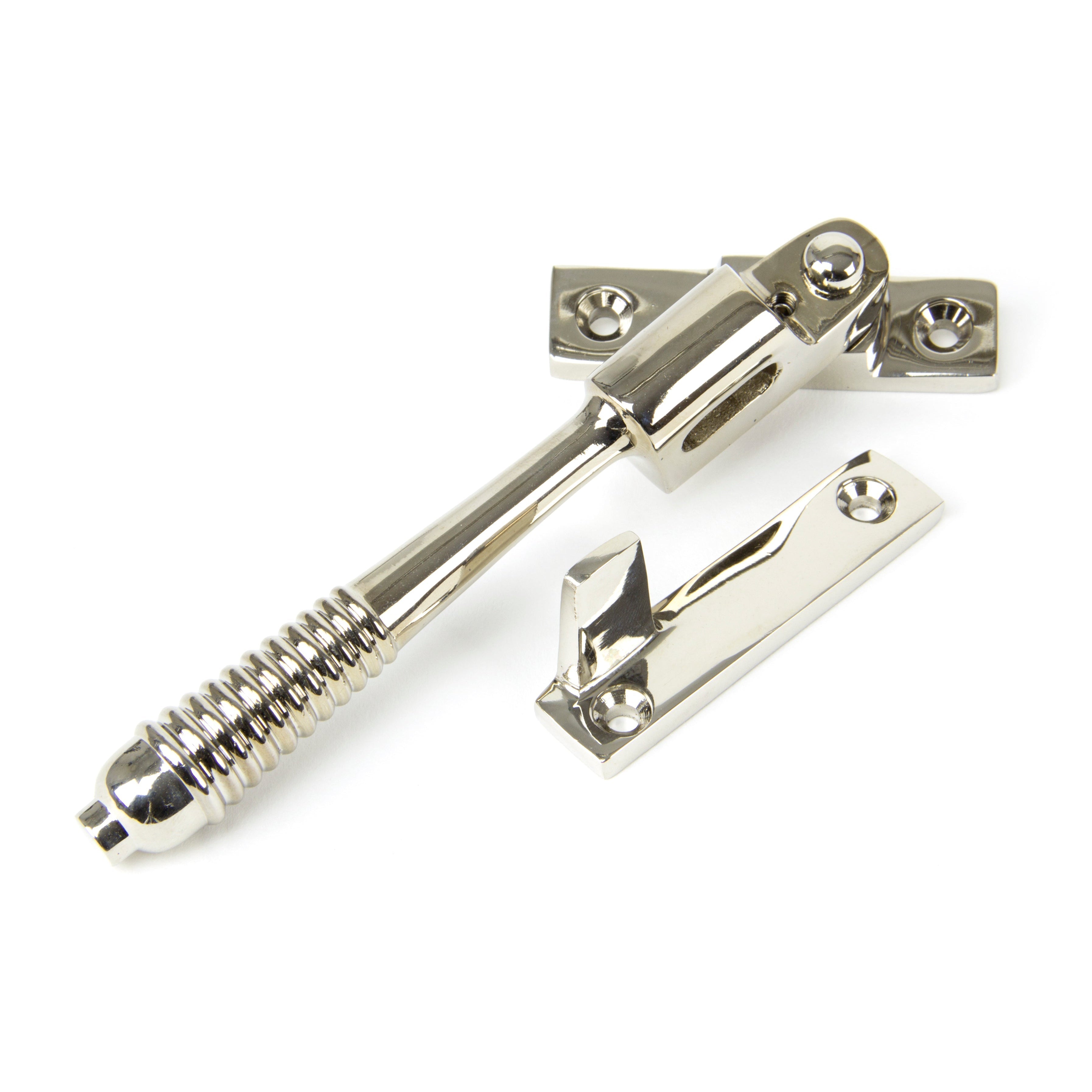 Polished Nickel Night-Vent Locking Reeded Fastener | From The Anvil-Night-Vent Fasteners-Yester Home