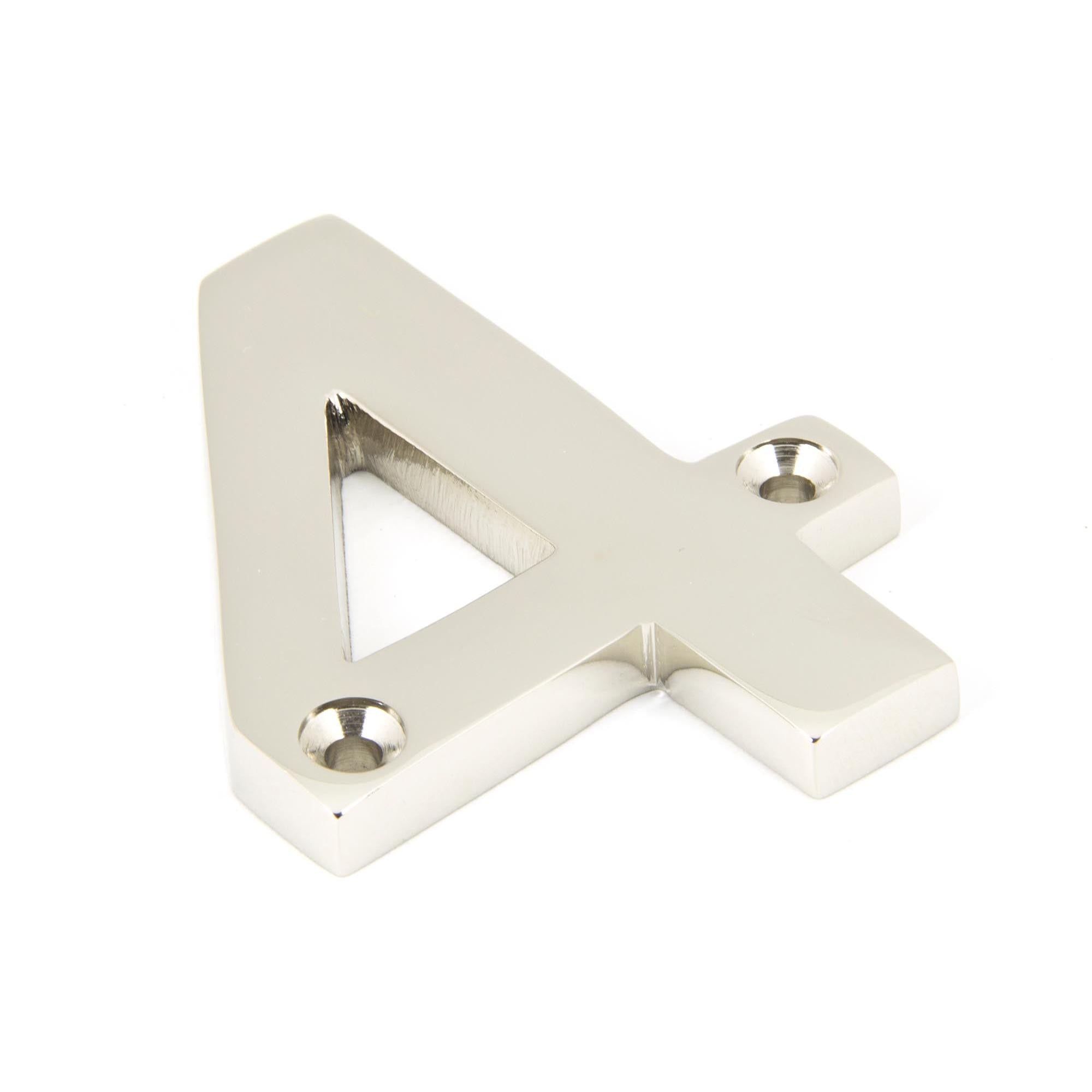 Polished Nickel Numeral 4 | From The Anvil - Numerals - From The Anvil - Yester Home