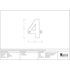 Polished Nickel Numeral 4 | From The Anvil - Numerals - From The Anvil - Yester Home