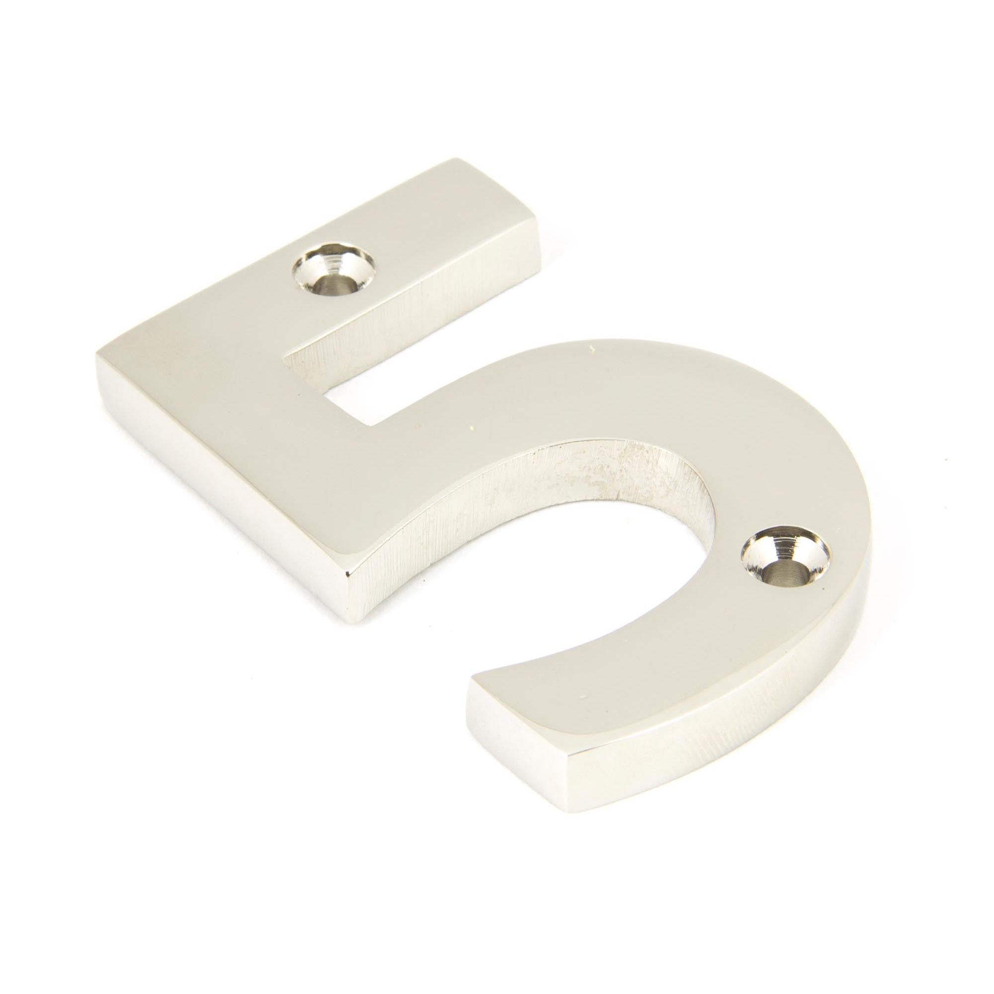 Polished Nickel Numeral 5 | From The Anvil - Numerals - From The Anvil - Yester Home
