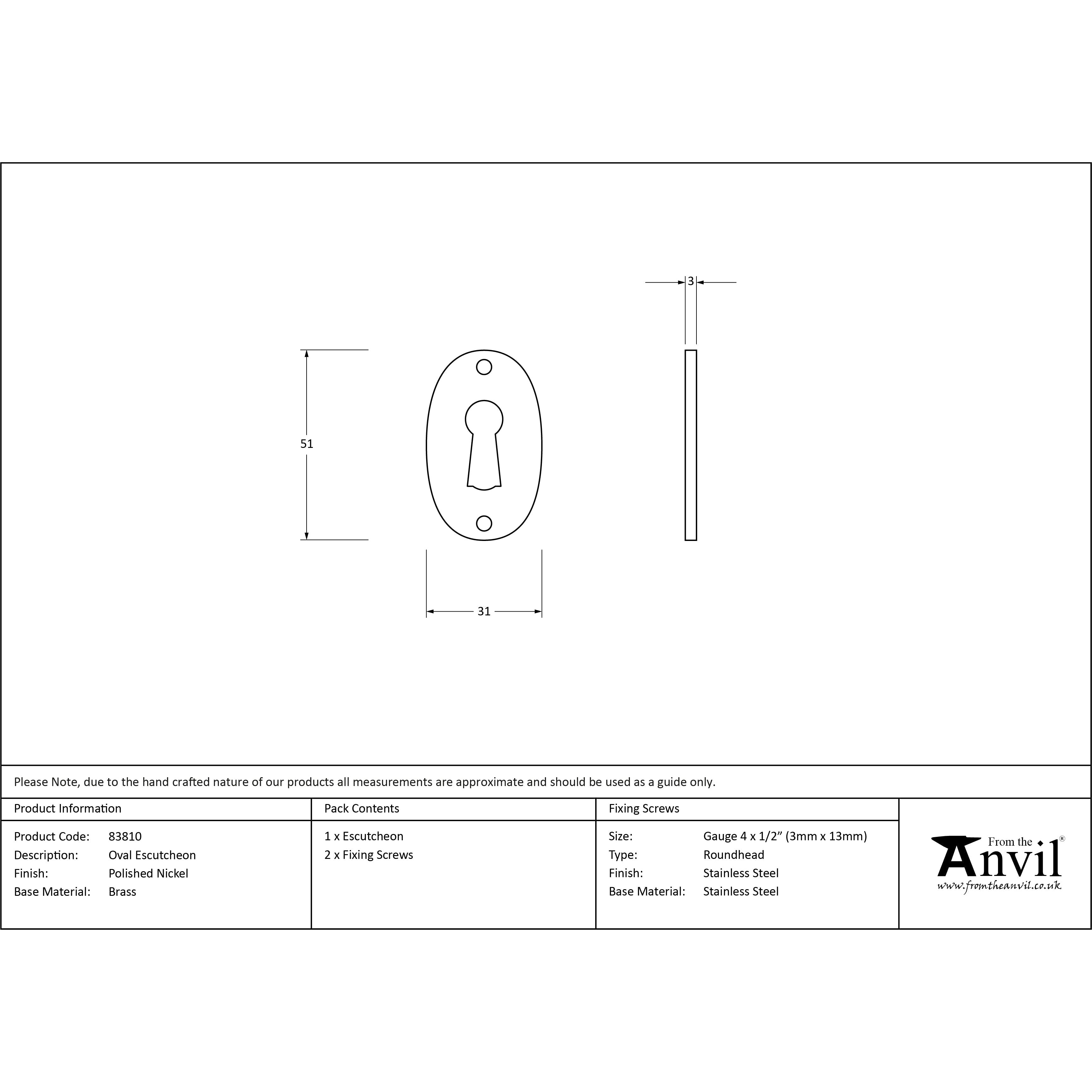Polished Nickel Oval Escutcheon | From The Anvil-Escutcheons-Yester Home