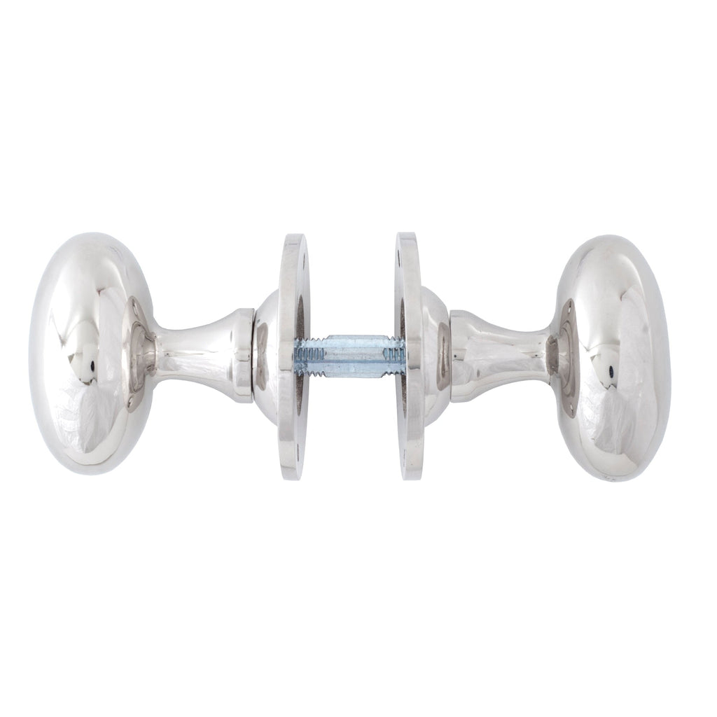Polished Nickel Oval Mortice/Rim Knob Set | From The Anvil-Mortice Knobs-Yester Home