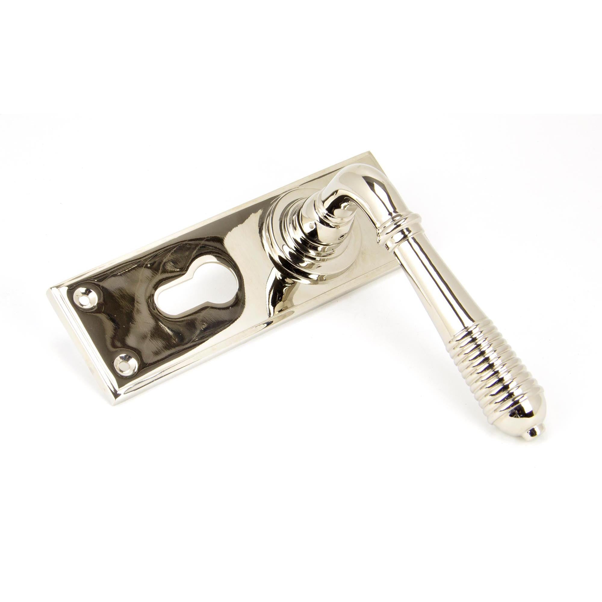 Polished Nickel Reeded Lever Euro Lock Set | From The Anvil - Lever Euro - From The Anvil - Yester Home