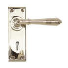 Polished Nickel Reeded Lever Lock Set | From The Anvil - Lever Lock - From The Anvil - Yester Home