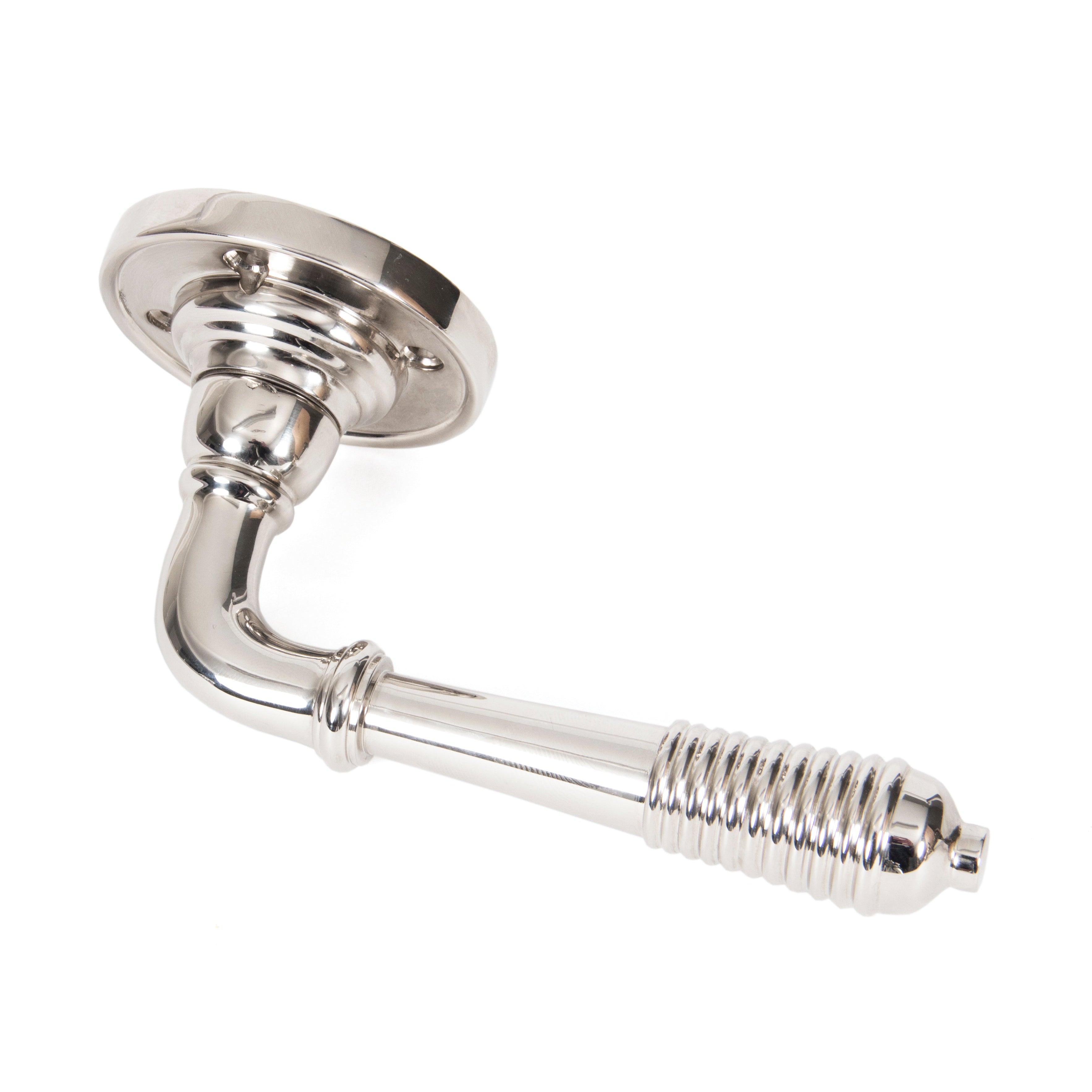 Polished Nickel Reeded Lever on Rose Set - Unsprung | From The Anvil-Lever on Rose-Yester Home