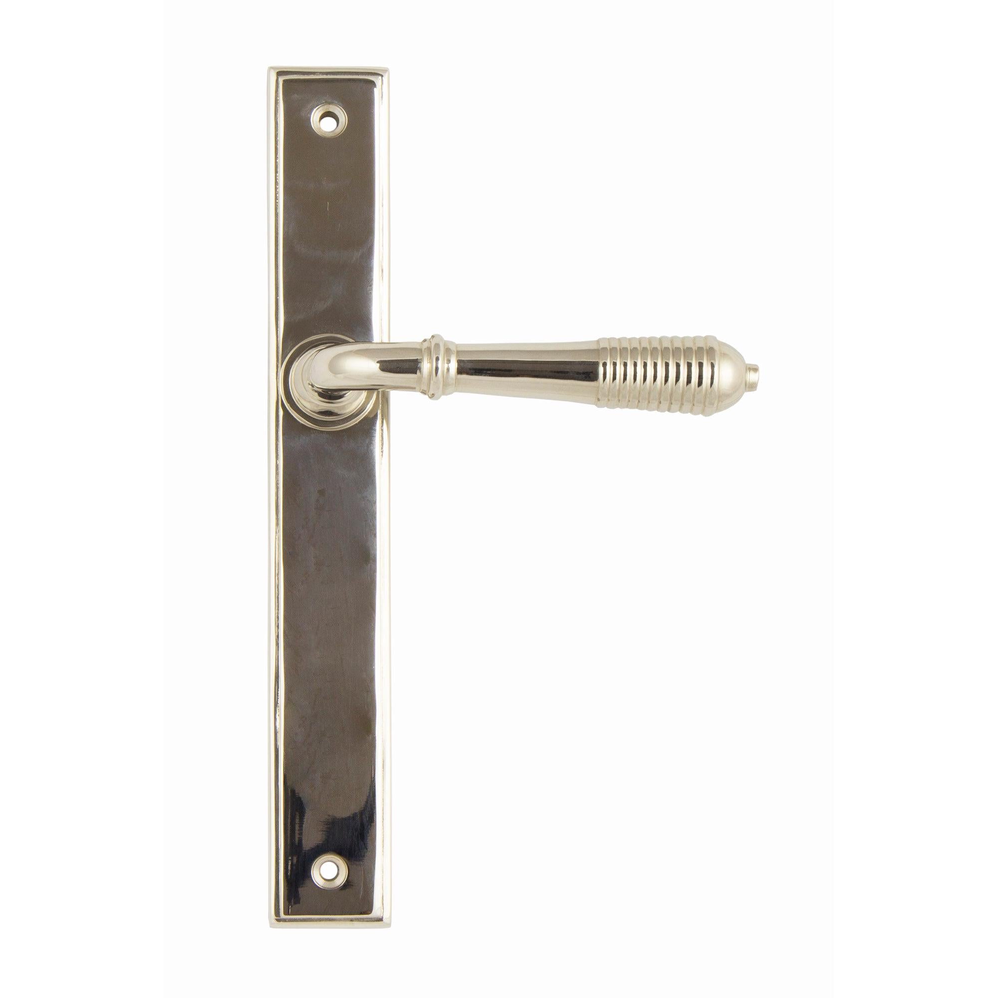Polished Nickel Reeded Slimline Lever Latch Set | From The Anvil - Espagnolette - From The Anvil - Yester Home