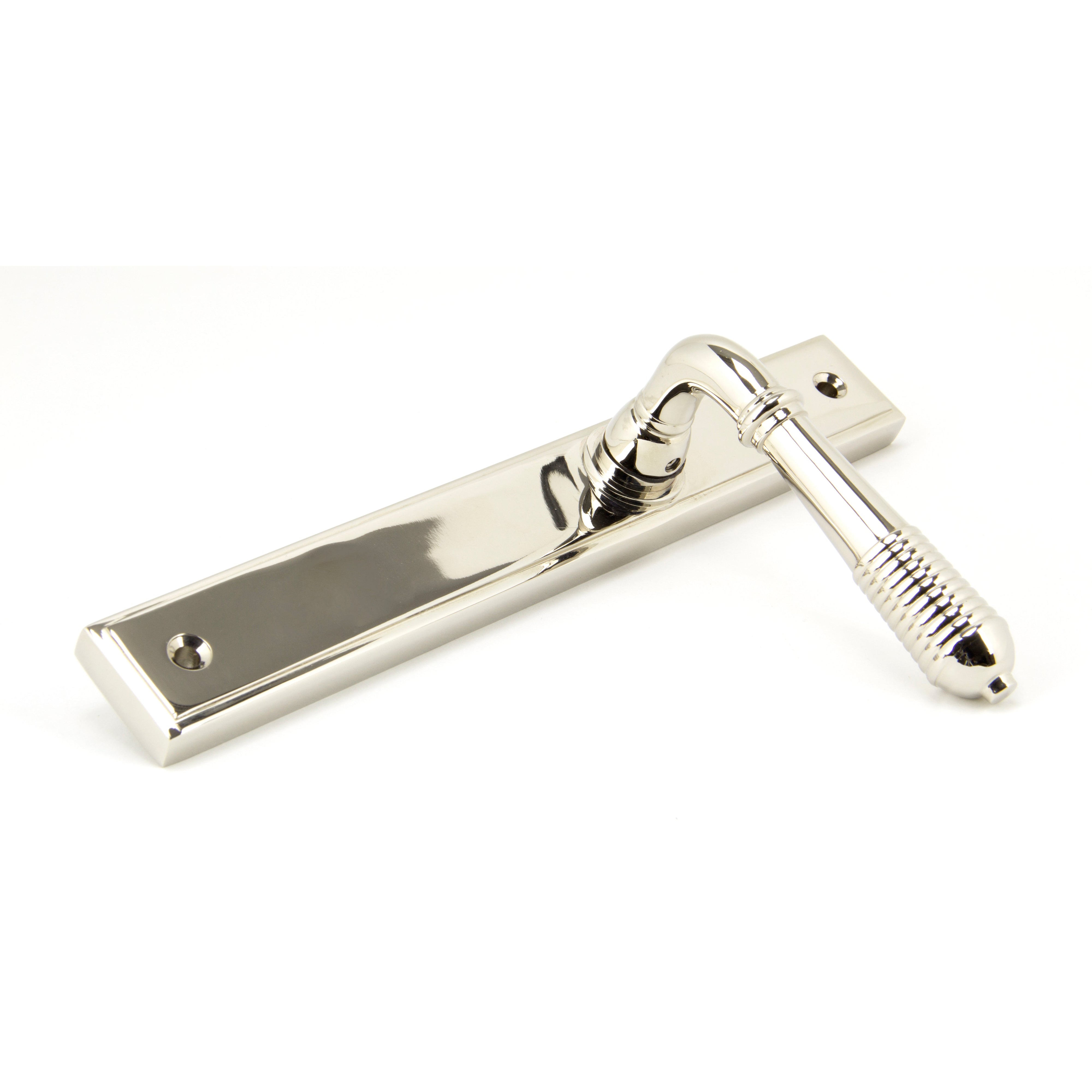 Polished Nickel Reeded Slimline Lever Latch Set | From The Anvil-Espagnolette-Yester Home