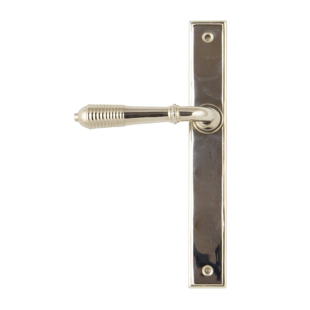 Polished Nickel Reeded Slimline Lever Latch Set | From The Anvil