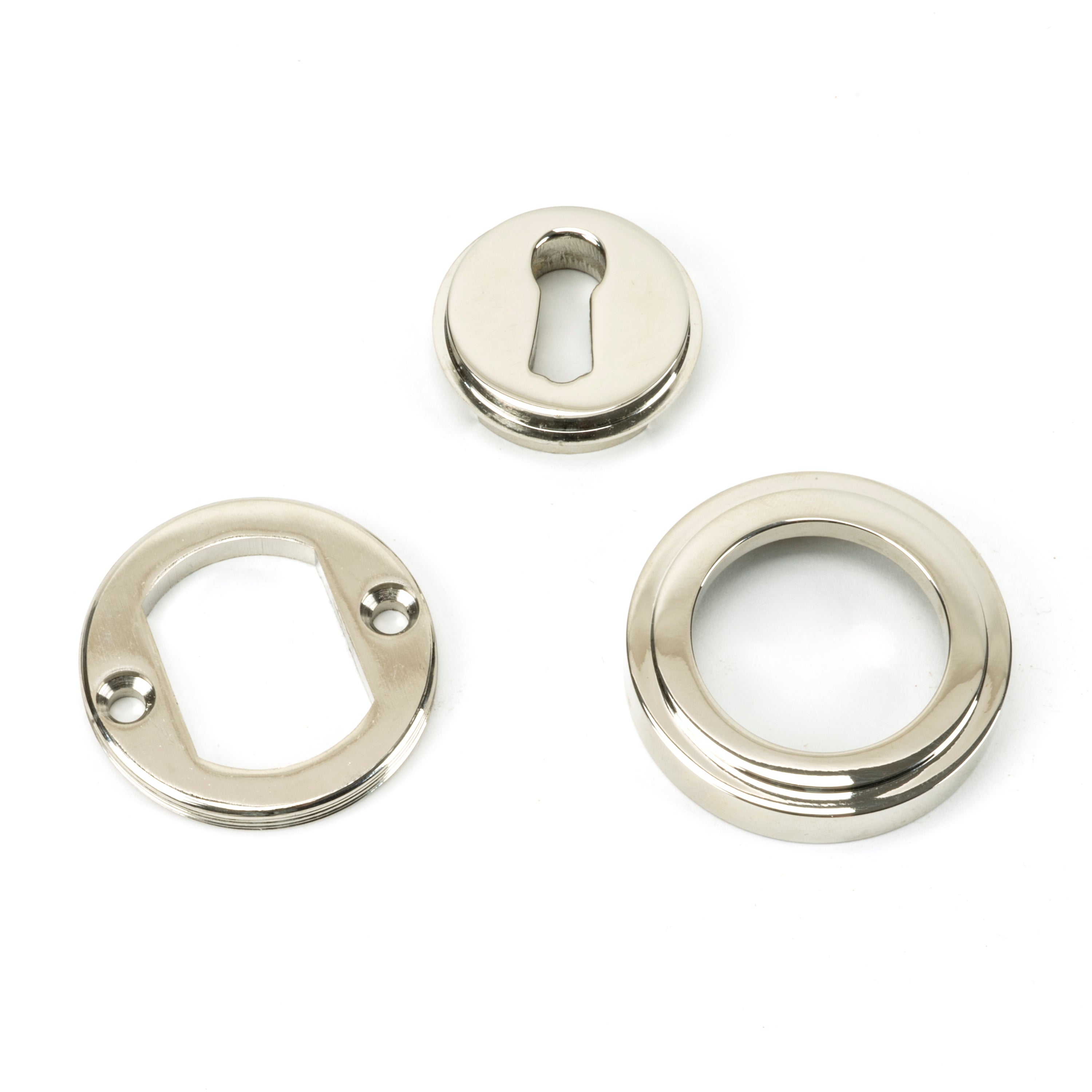Polished Nickel Round Escutcheon (Art Deco) | From The Anvil-Escutcheons-Yester Home