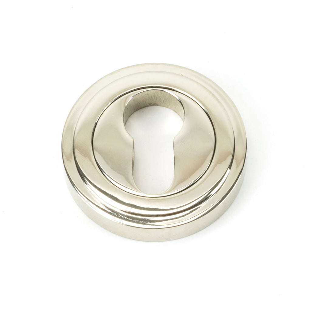 Polished Nickel Round Euro Escutcheon (Art Deco) | From The Anvil-Euro Escutcheons-Yester Home