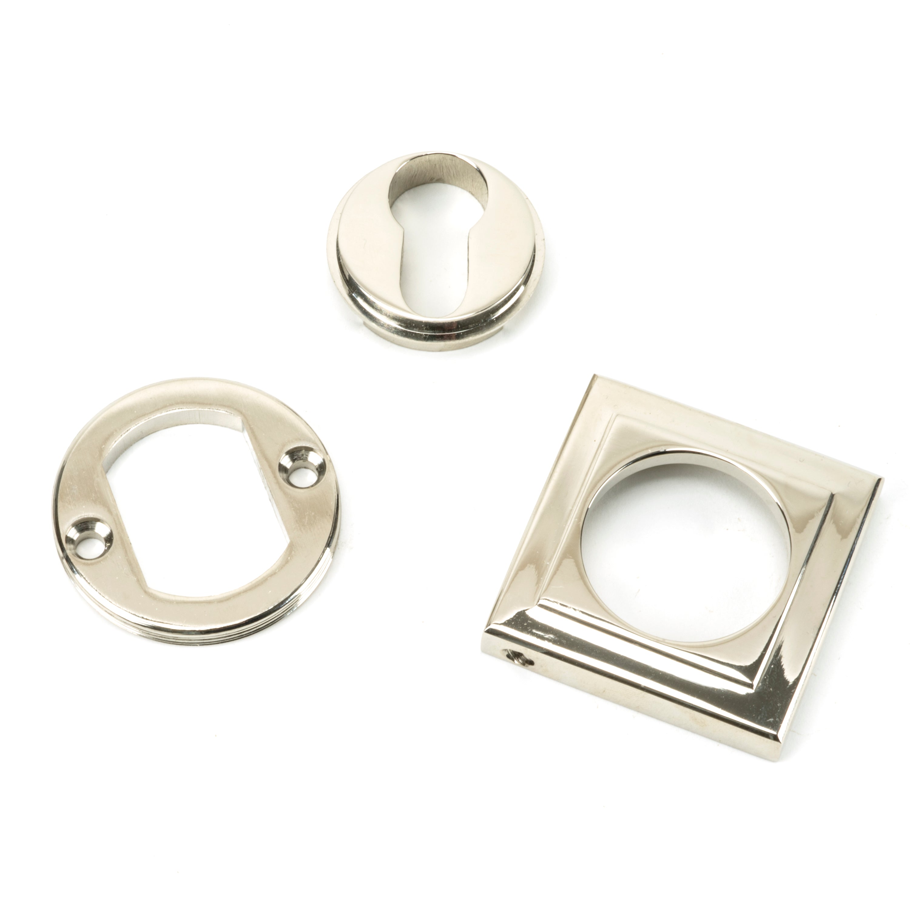 Polished Nickel Round Euro Escutcheon (Square) | From The Anvil-Euro Escutcheons-Yester Home