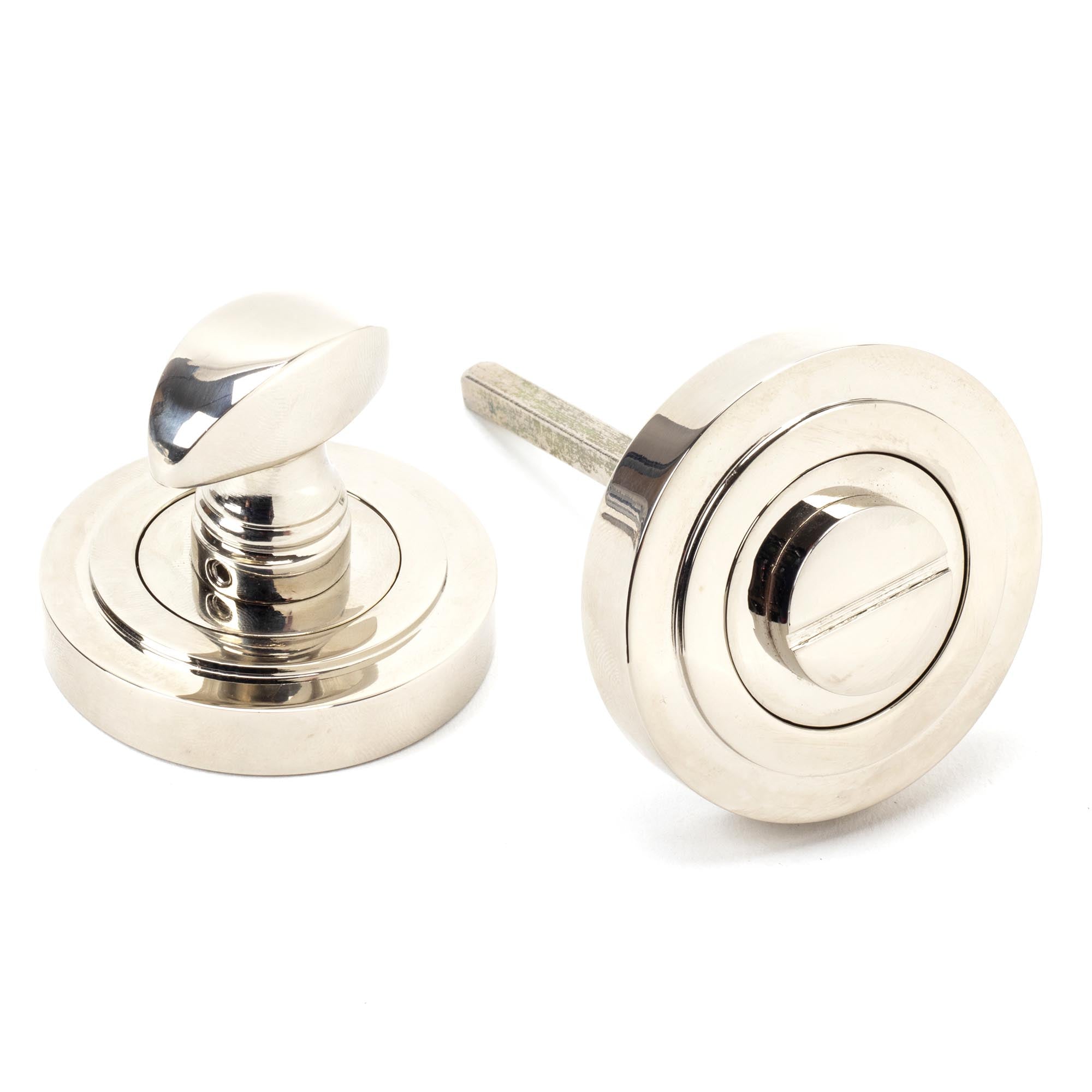 Polished Nickel Round Thumbturn Set (Art Deco) | From The Anvil - Thumbturns - From The Anvil - Yester Home