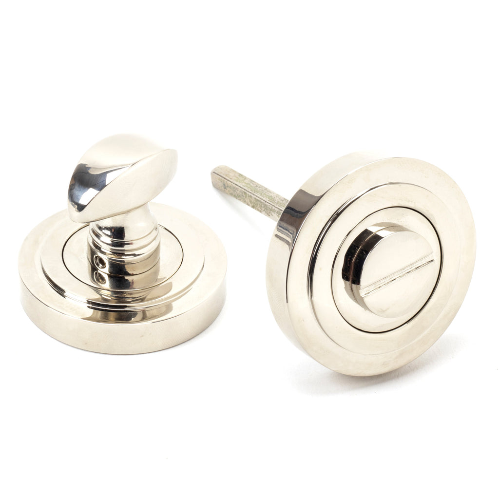 Polished Nickel Round Thumbturn Set (Art Deco) | From The Anvil-Thumbturns-Yester Home