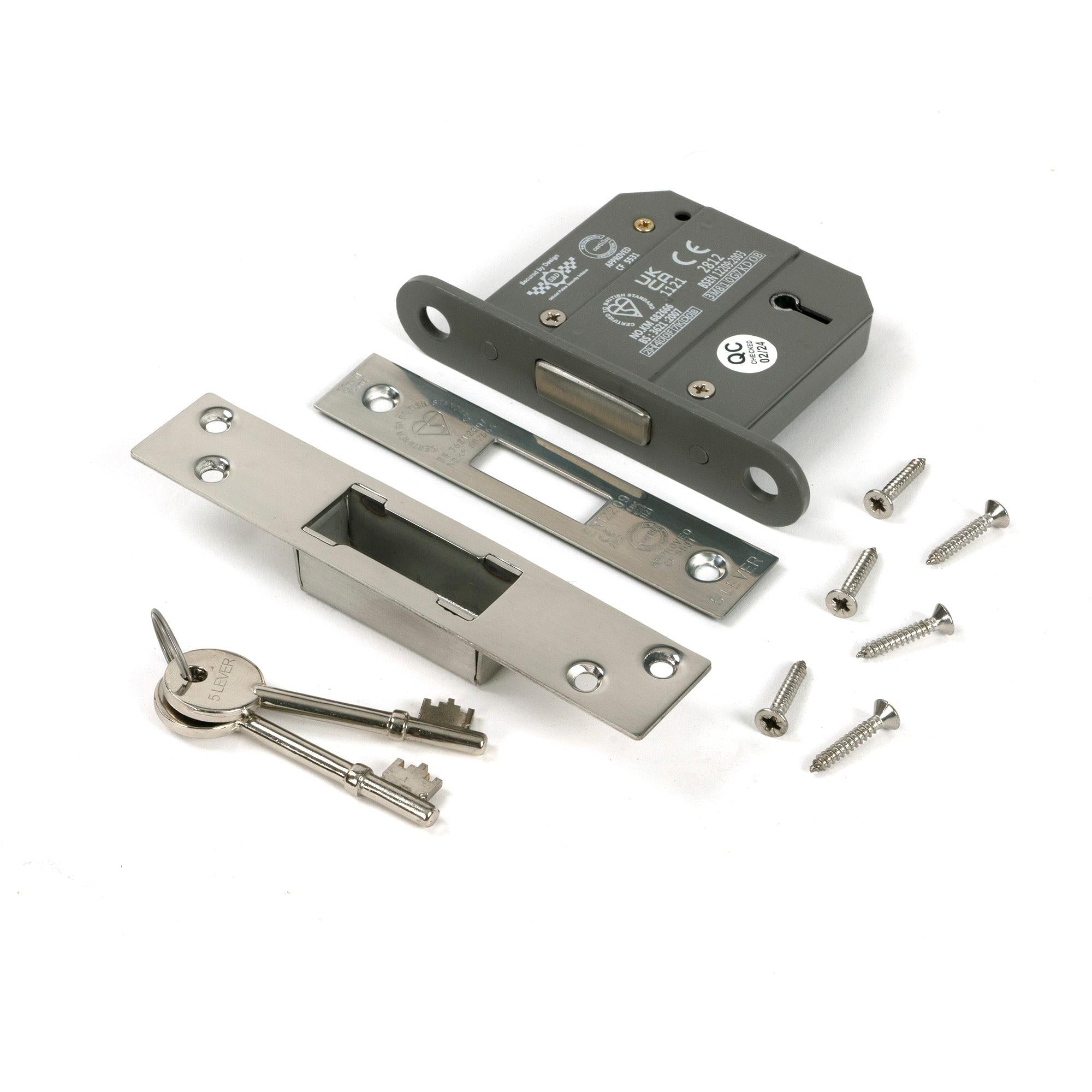 Polished SS 3" 5 Lever BS Dead Lock - Deadlocks & Deadbolts - From The Anvil - Yester Home