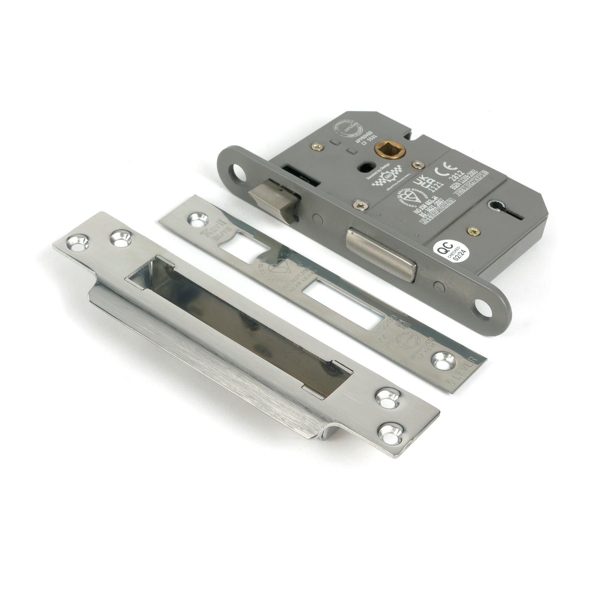 Polished SS 3" 5 Lever BS Sash Lock - Sash Locks - From The Anvil - Yester Home