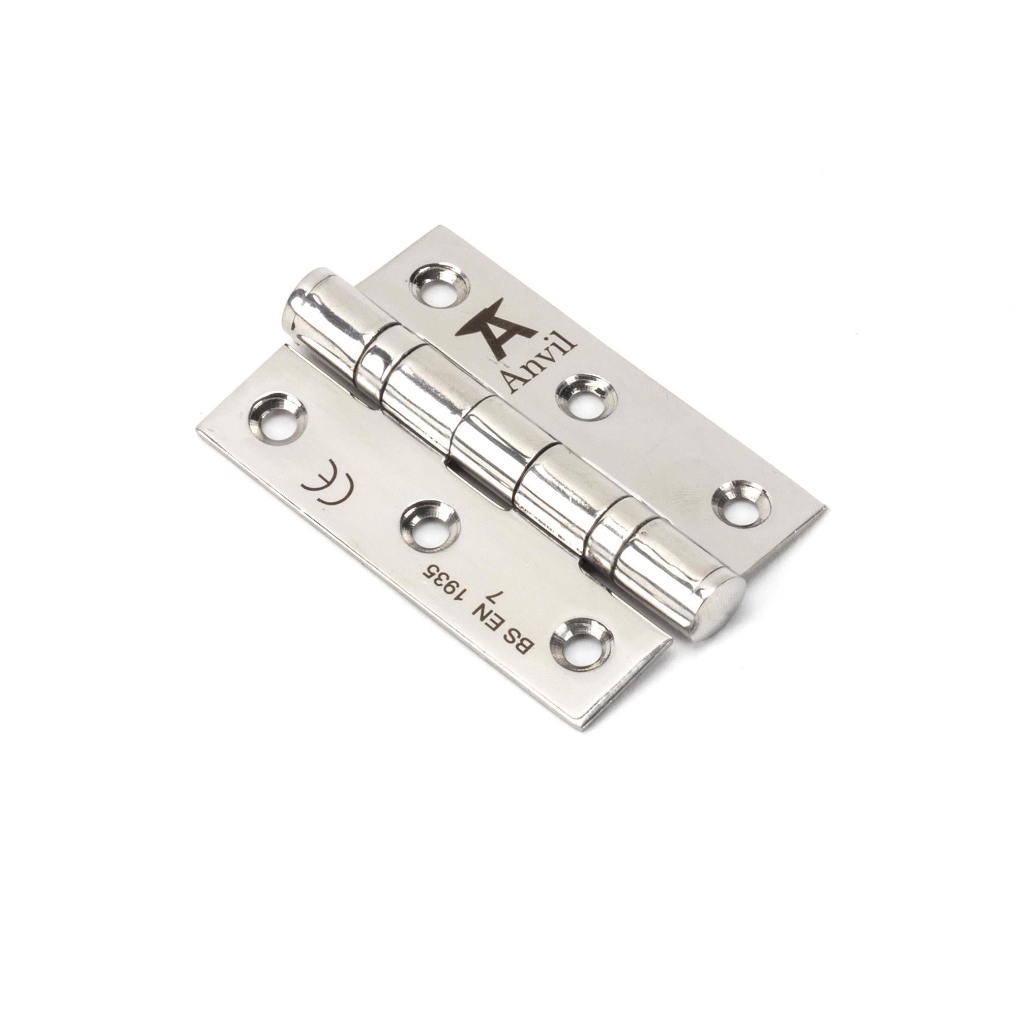 Polished SS 3" Ball Bearing Butt Hinge (pair) | From The Anvil - Butt Hinges - From The Anvil - Yester Home