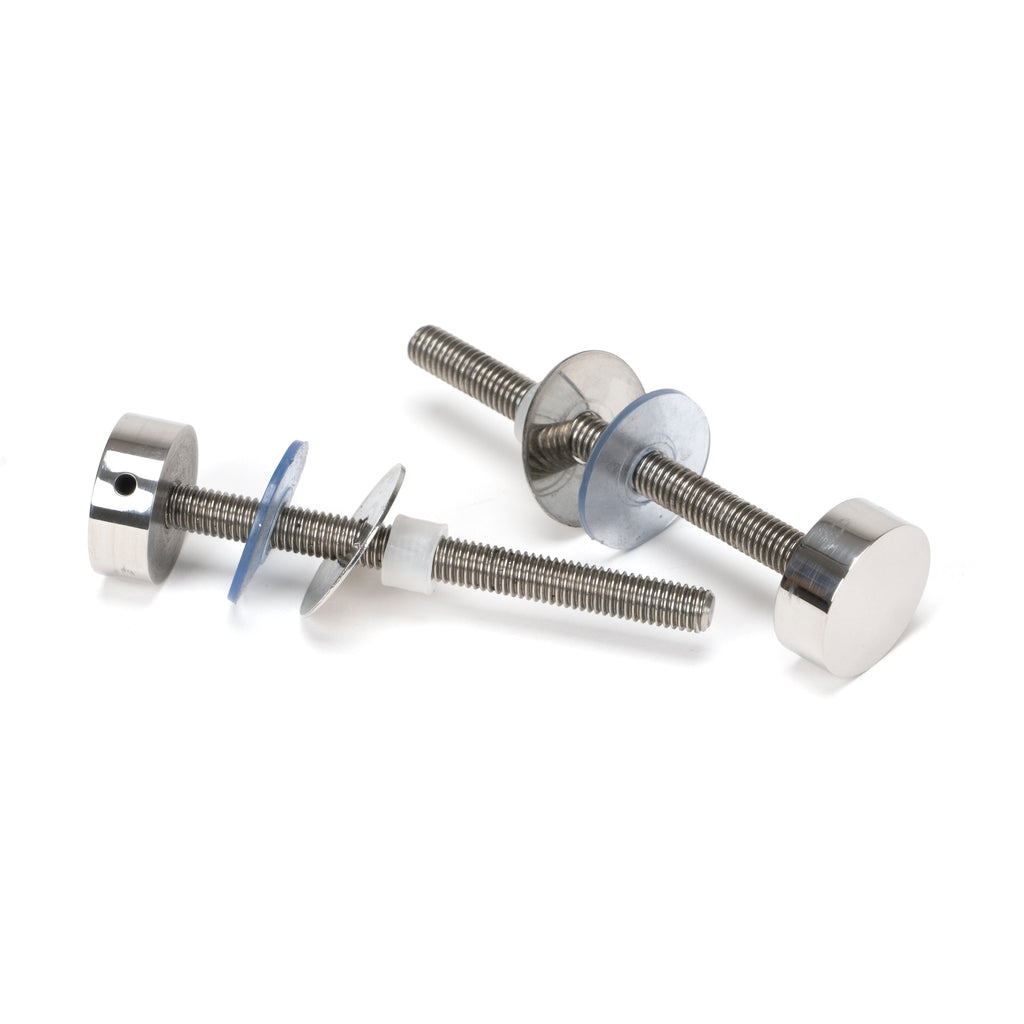 Polished SS (304) 100mm Bolt Fixings for T Bar (2) | From The Anvil-Pull Handles-Yester Home