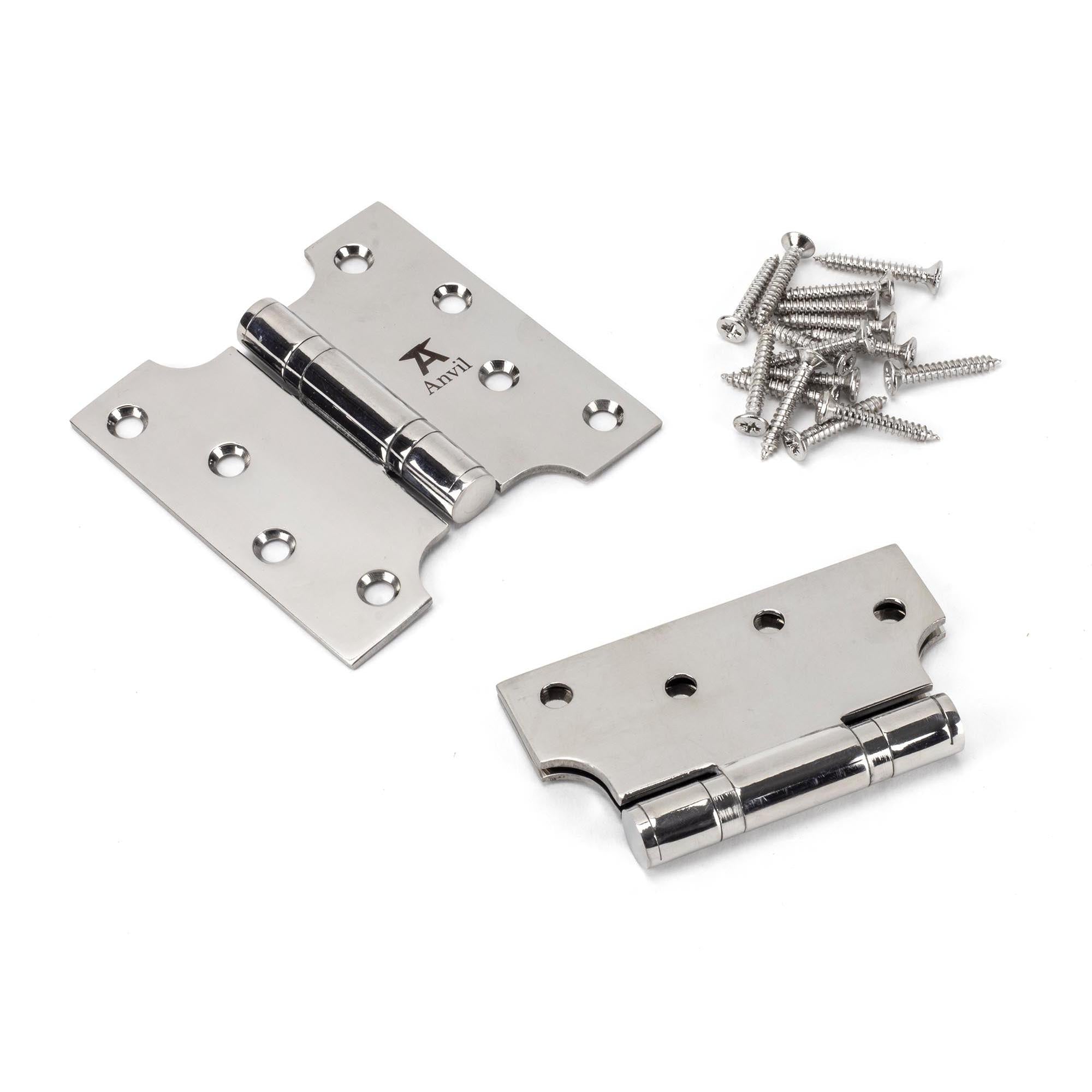 Polished SS 4" x 2" x 4"  Parliament Hinge (pair) | From The Anvil - Parliament Hinges - From The Anvil - Yester Home