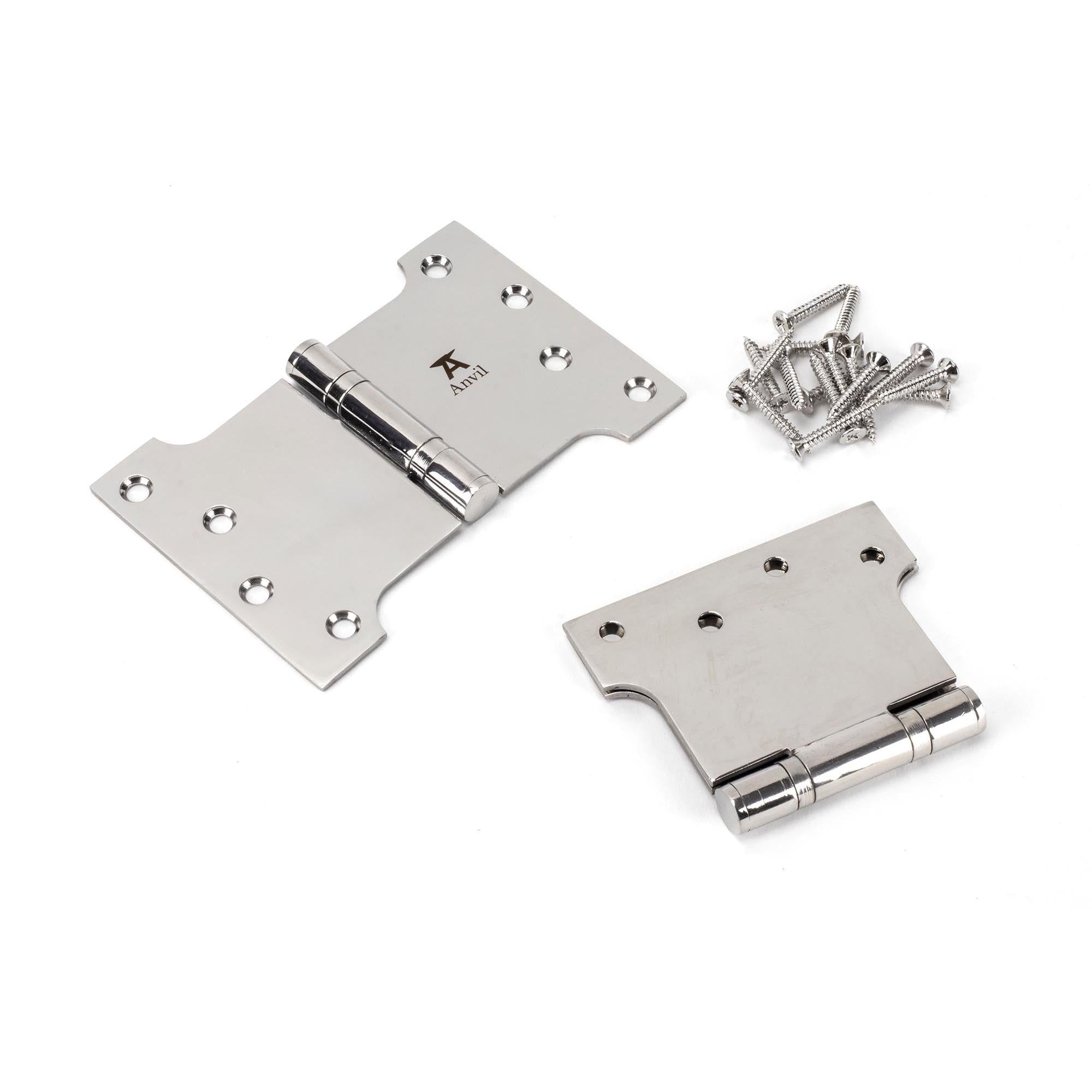 Polished SS 4" x 4" x 6"  Parliament Hinge (pair) | From The Anvil - Parliament Hinges - From The Anvil - Yester Home
