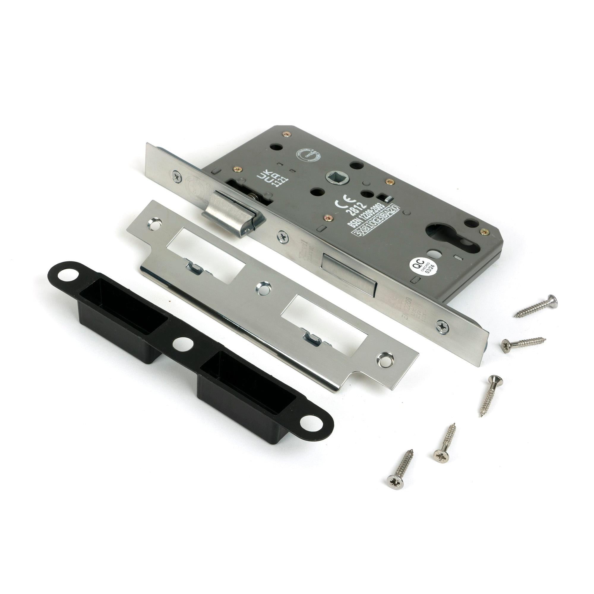Polished SS Euro Din Sash Lock - 60mm Backset/72mm Centre - Euro Locks - From The Anvil - Yester Home