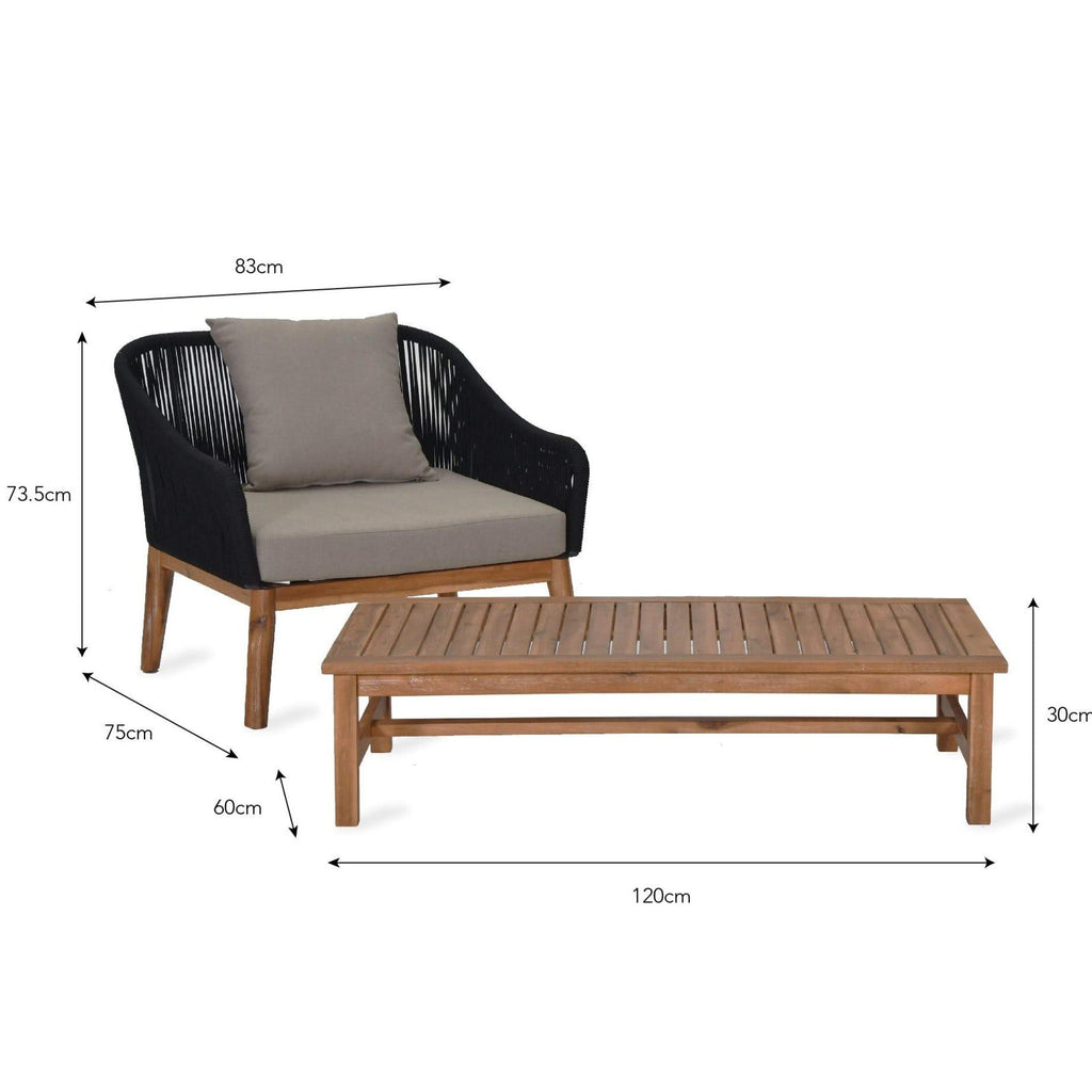 Polyrope Luccombe Armchair Set-Outdoor Sofas & Chairs-Yester Home