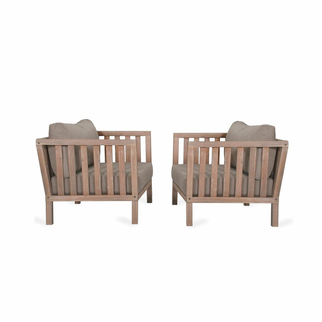 Porthallow Acacia Pair of Armchairs-Outdoor Sofas & Chairs-Yester Home