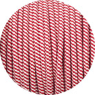 Red & White Spiral Round Fabric Braided Cable-Fabric Cable-Yester Home