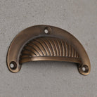 Reeded Cup Pull & Cabinet Knobs | Aged Brass-Cabinet Knobs-Yester Home