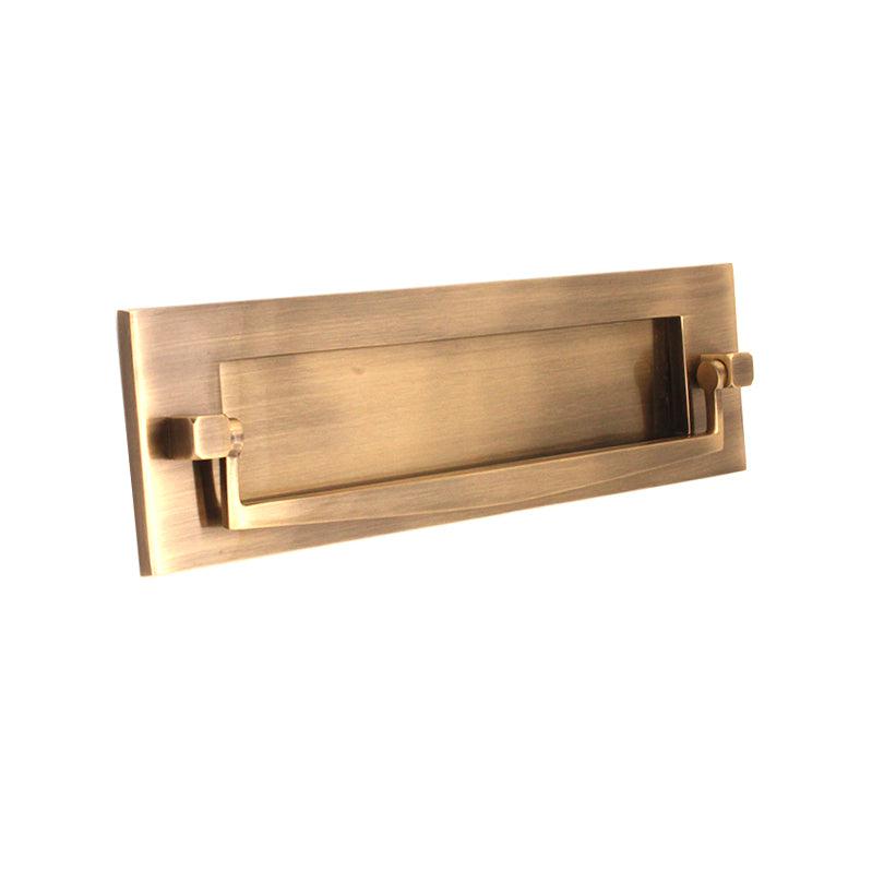 Regency Knocker Postal Plate 250mm Antique Brass-Finger Plates & Letter Plates-Yester Home