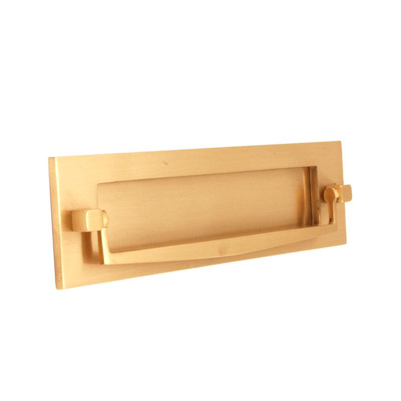 Regency Knocker Postal Plate 250mm Satin Brass-Finger Plates & Letter Plates-Yester Home