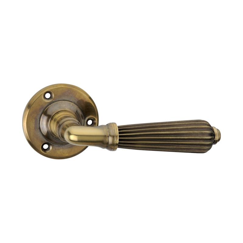 Regency Lever Door Handle Aged Brass-Levers on Rose-Yester Home