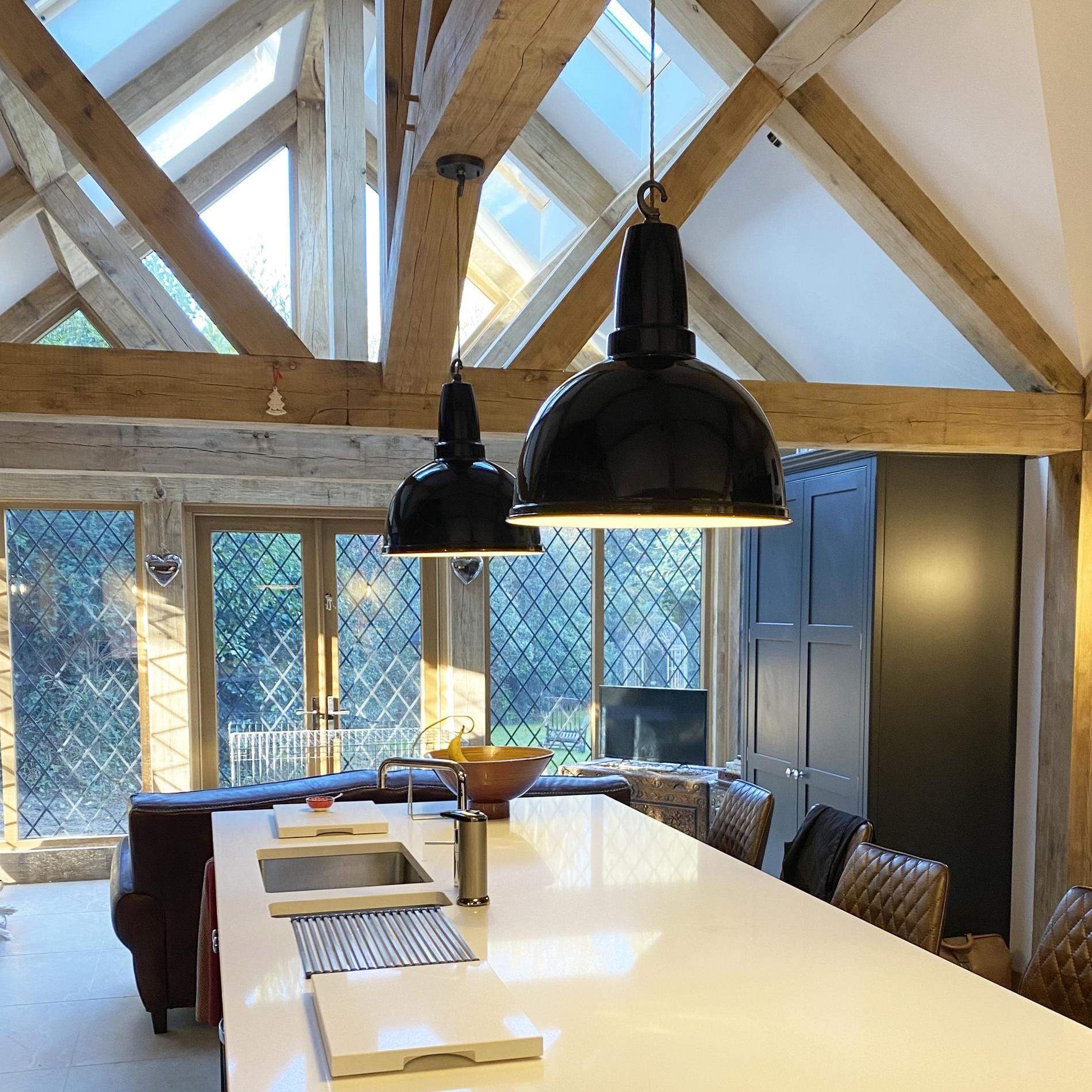 Retro Large Pendant - 17 Inch - Black-Ceiling Lights-Yester Home