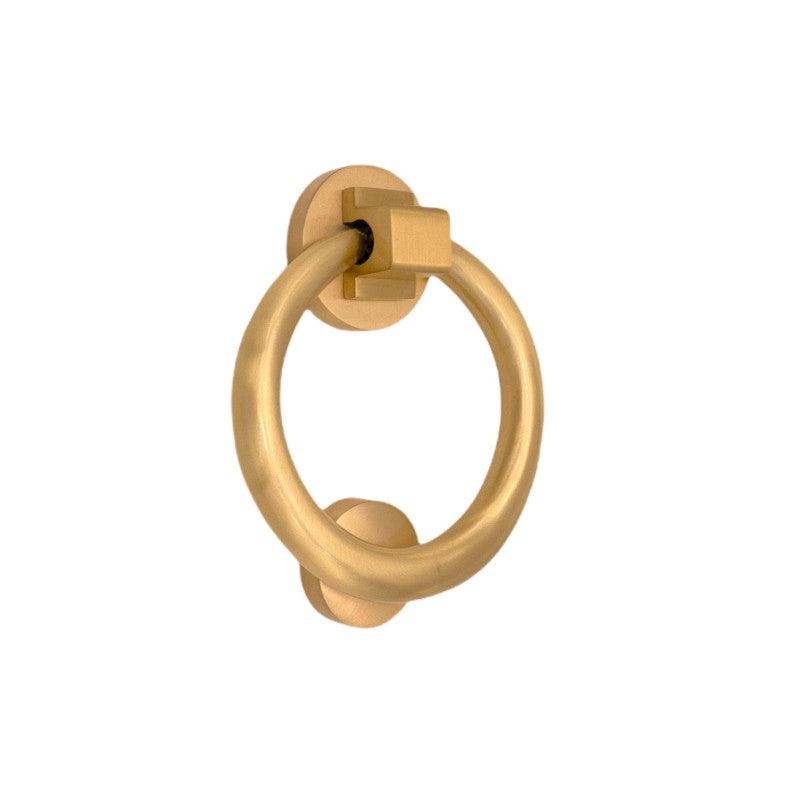 Ring Door Knocker 110mm Satin Brass-Door Knockers-Yester Home