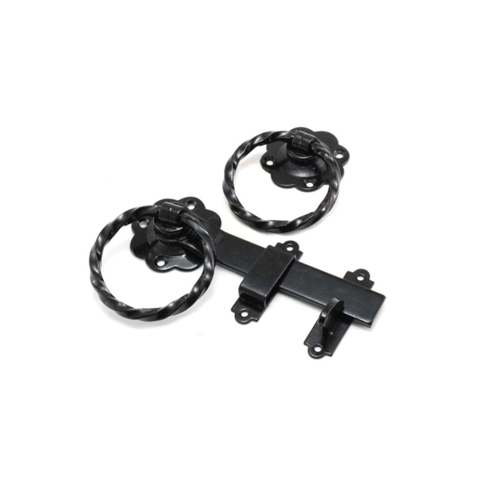 Ring Gate Latch - Twisted Black-Latches & Bolts-Yester Home