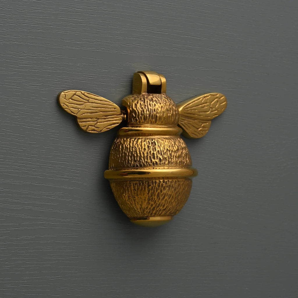 Ringed Bee Door Knocker | Solid Brass-Door Knocker-Yester Home