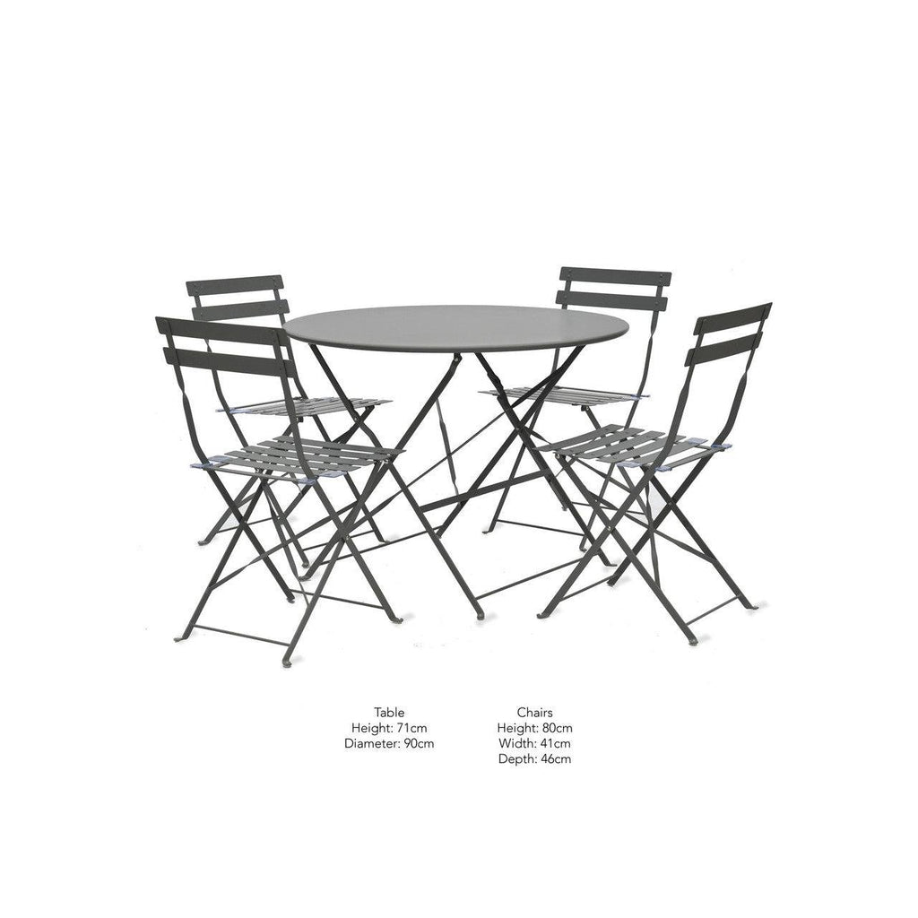 Rive Droite Bistro Set, Large in Carbon - Steel-Bistro Furniture & Sets-Yester Home