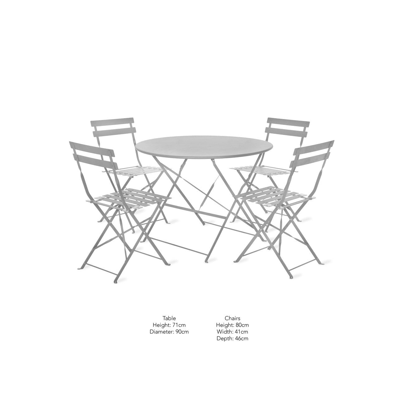 Rive Droite Bistro Set, Large in Chalk - Steel-Bistro Furniture & Sets-Yester Home