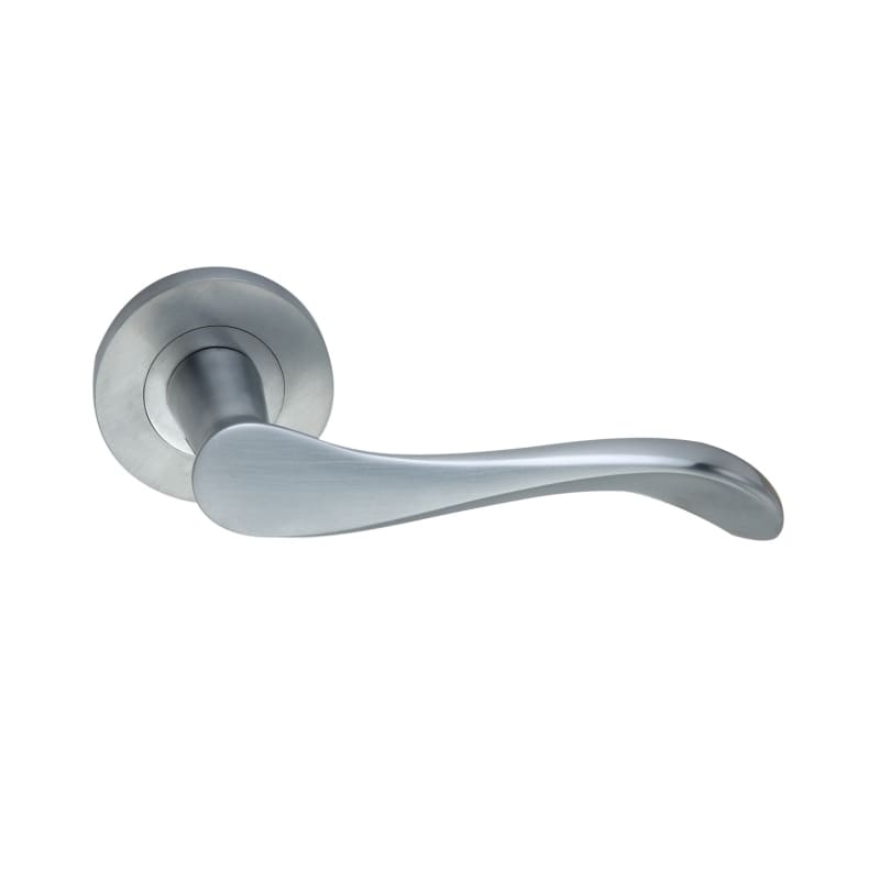 Rosalie Lever Door Handle Satin Chrome-Levers on Rose-Yester Home