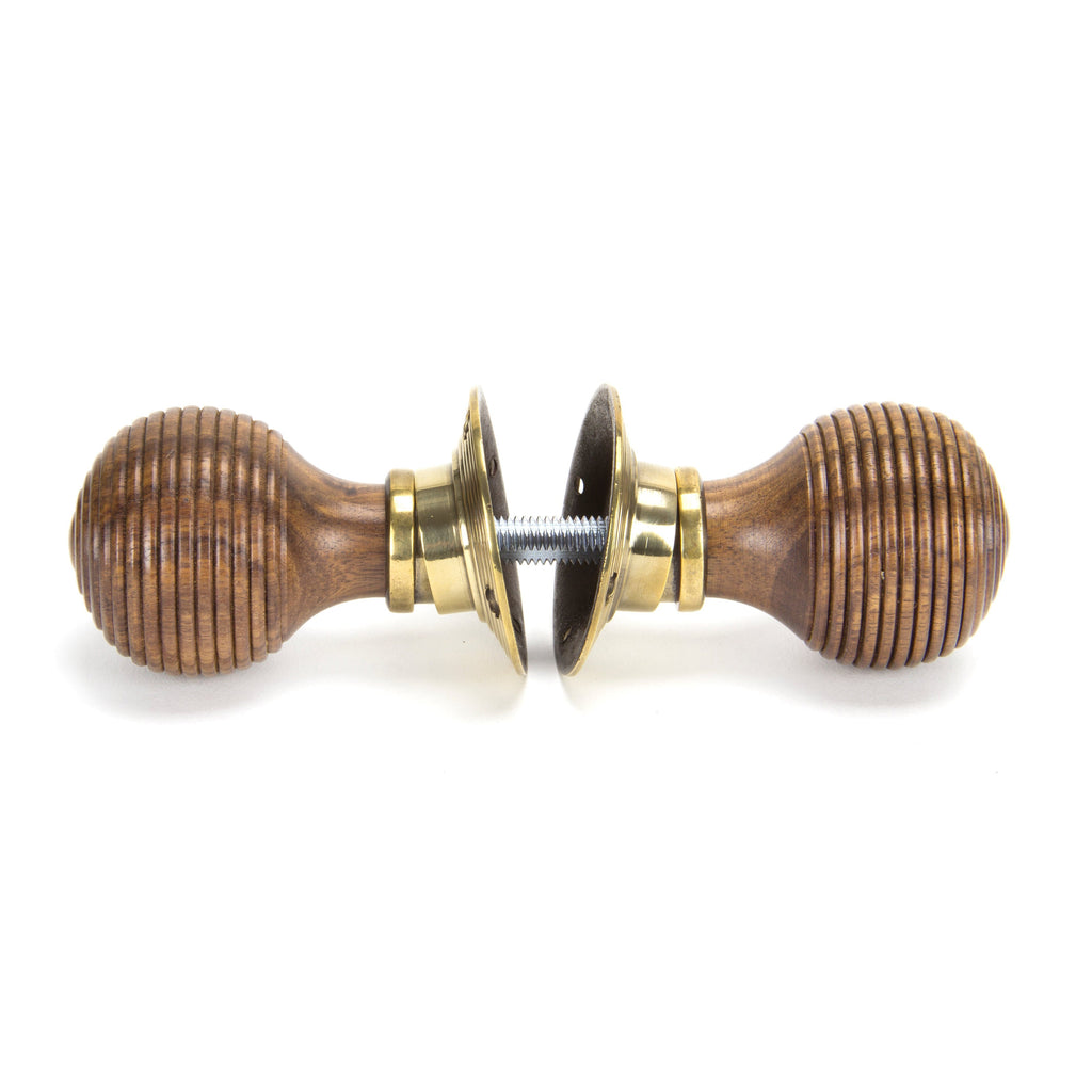 Rosewood & Aged Brass Beehive Mortice/Rim Knob Set | From The Anvil-Mortice Knobs-Yester Home