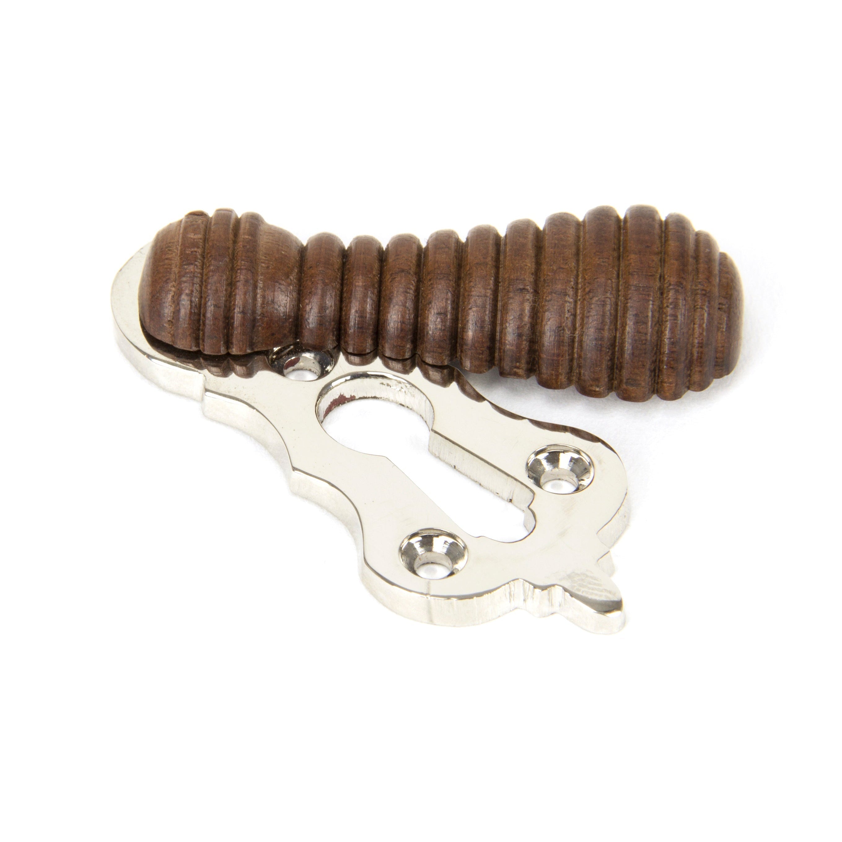 Rosewood & Polished Nickel Beehive Escutcheon | From The Anvil-Escutcheons-Yester Home