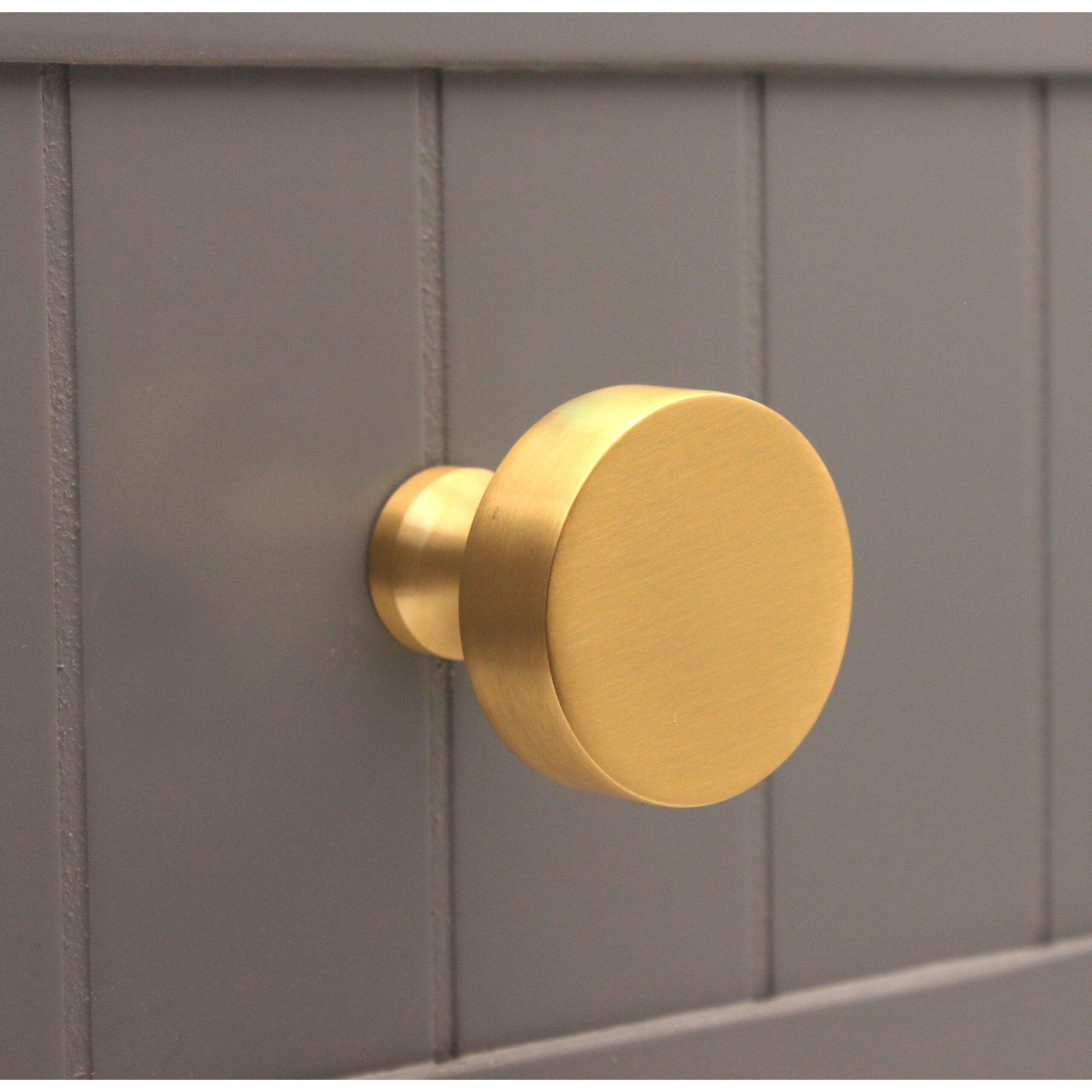 Round Cupboard Knob Satin Brass-Cupboard Knobs-Yester Home