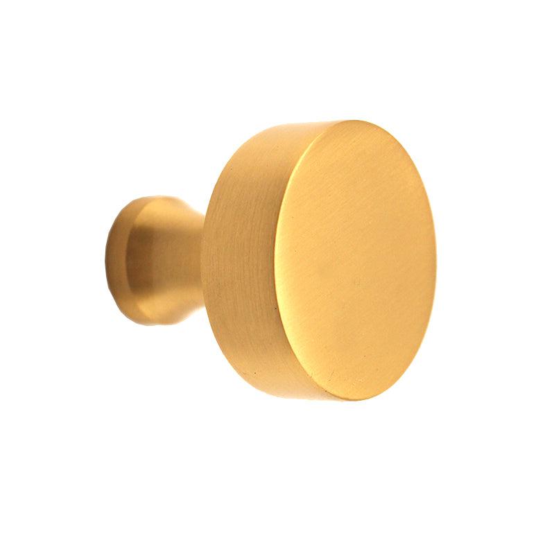 Round Cupboard Knob Satin Brass-Cupboard Knobs-Yester Home
