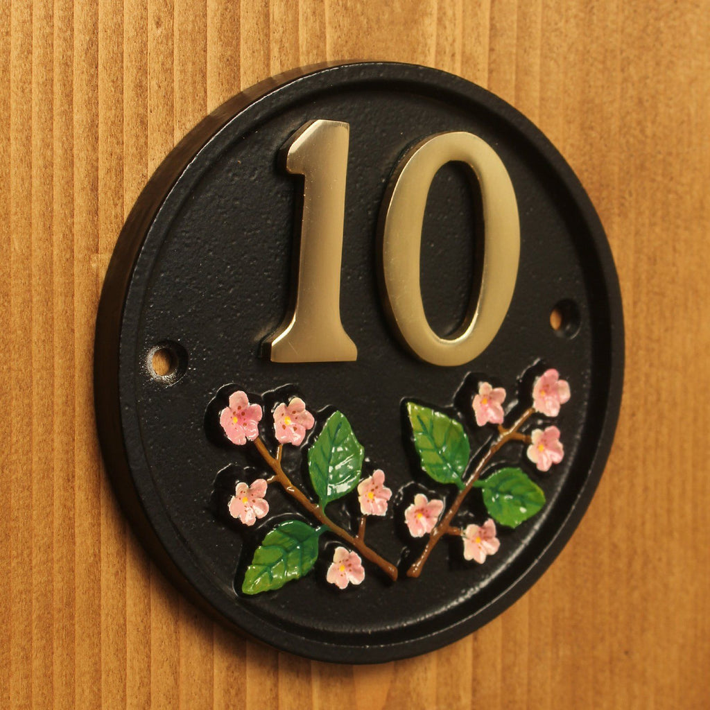 Round Floral House Number Sign