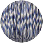 Royal Blue & White Round Fabric Braided Cable-Fabric Cable-Yester Home
