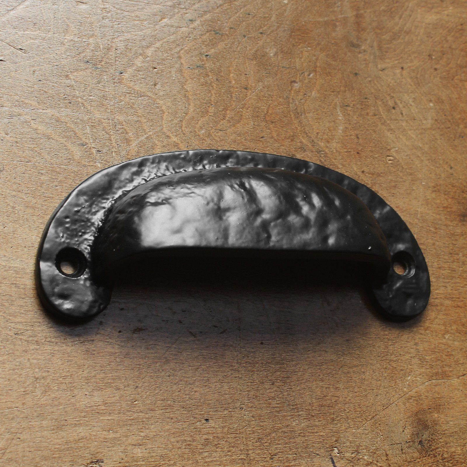 Rustic Cast Iron Cup Pull Handle · Black ·-Drawer Pulls-Yester Home