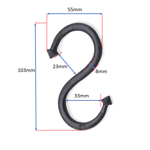 S- Hook Large Matt Black-Ferro Handforged Collection-Yester Home