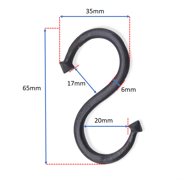 S- Hook Small Matt Black-Ferro Handforged Collection-Yester Home