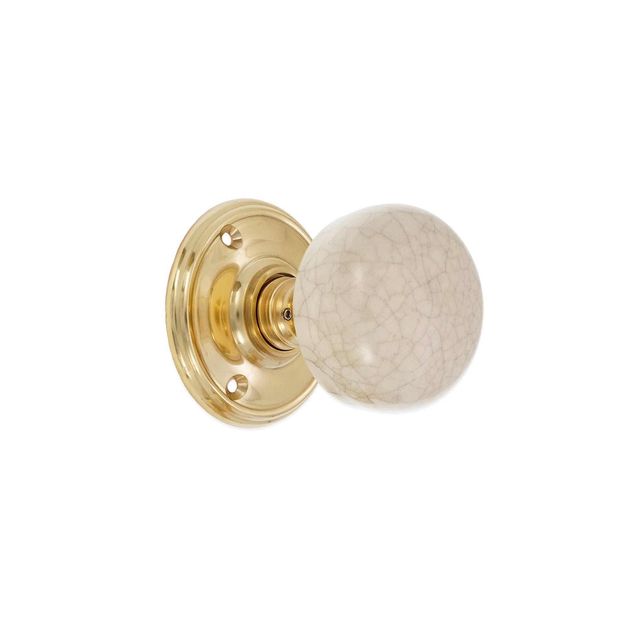 Crackled Porcelain Mortice Door Knob Polished Brass - Mortice Knobs - Spira Brass - Yester Home