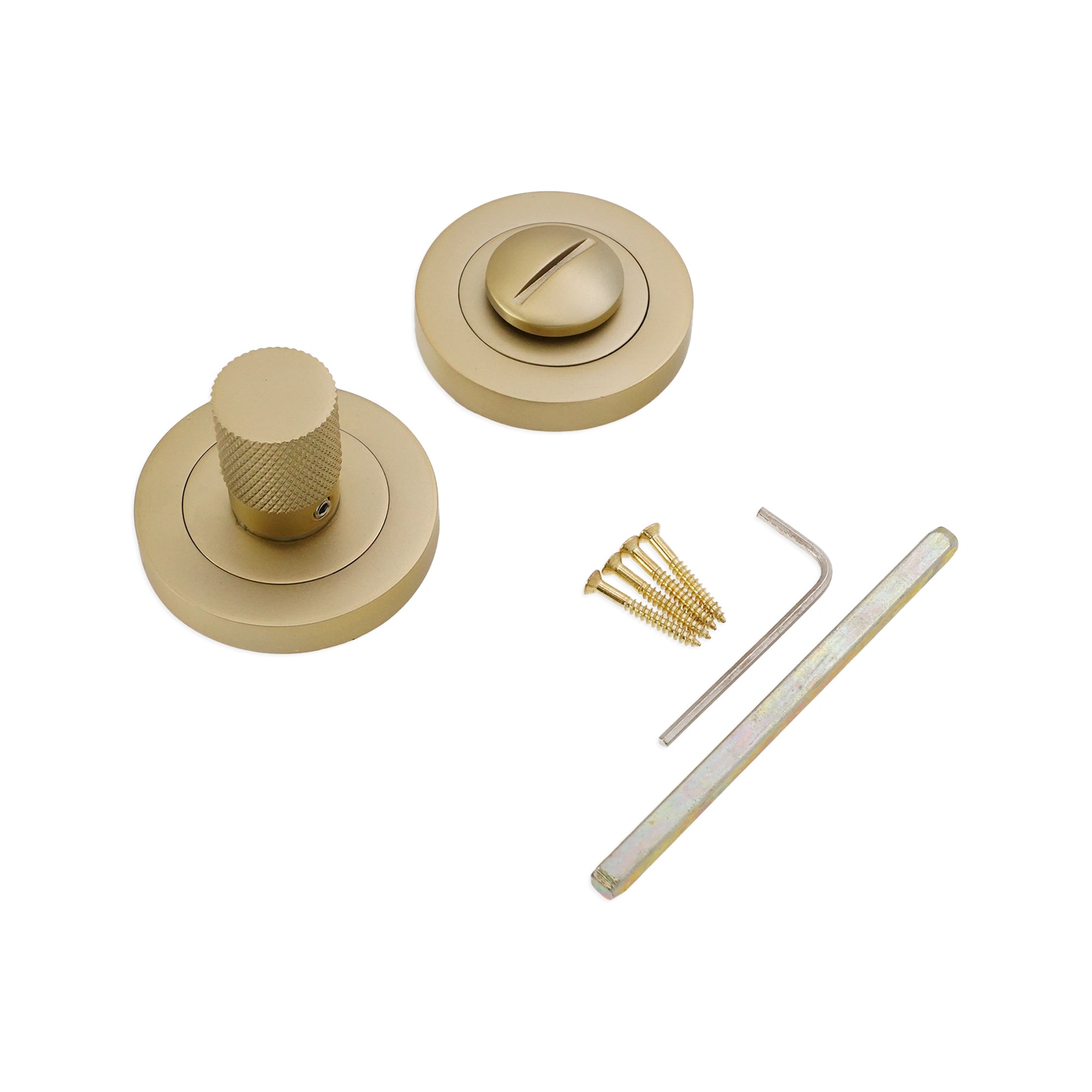 Connaught Knurled Turn & Release Satin Brass - Thumbturn - Spira Brass - Yester Home